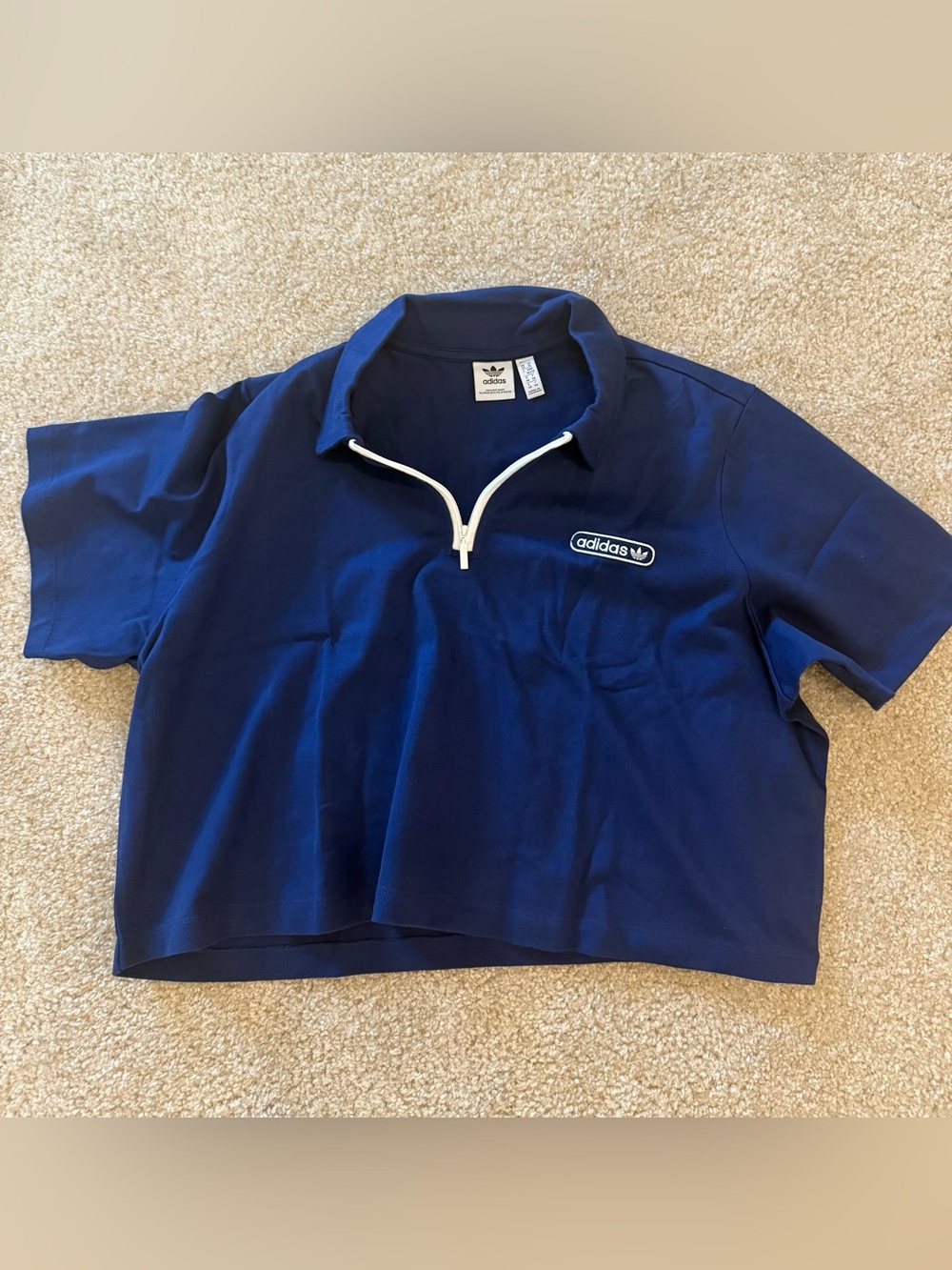 Adidas originals navy blue zip up collared crop top never worn